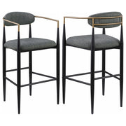 Silla de bar Tina tapizada en tela gris oscuro (juego de 2)