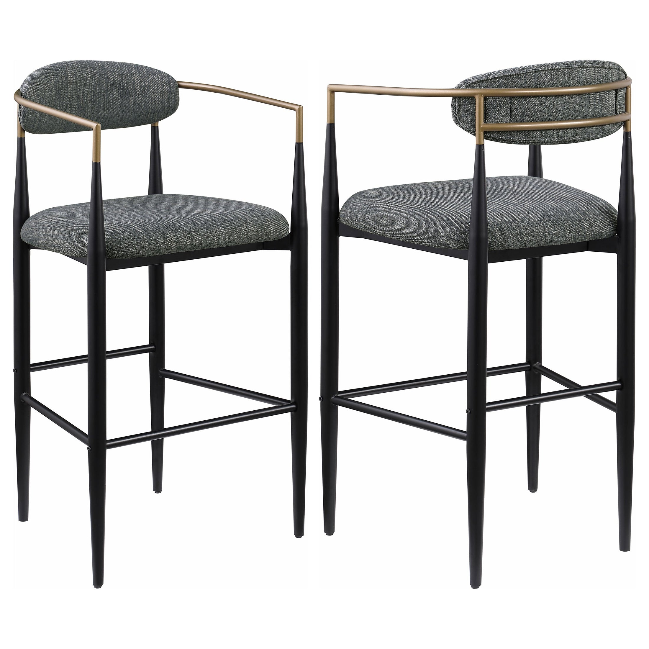Silla de bar Tina tapizada en tela gris oscuro (juego de 2)