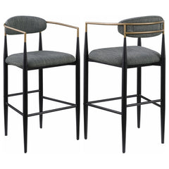 Silla de bar Tina tapizada en tela gris oscuro (juego de 2)