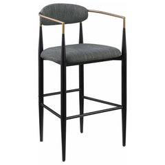 Silla de bar Tina tapizada en tela gris oscuro (juego de 2)