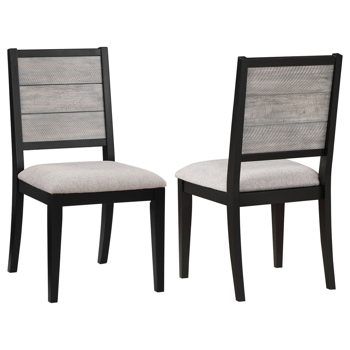 Silla de comedor Elodie Wood en gris y negro (juego de 2)