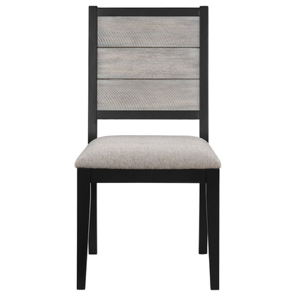 Silla de comedor Elodie Wood en gris y negro (juego de 2)
