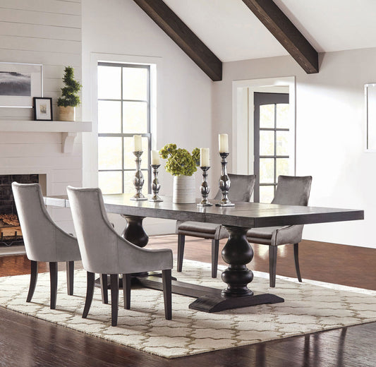 Phelps Rectangular Dining Table Set Distressed Noir