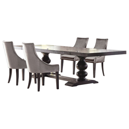 Phelps Rectangular Dining Table Set Distressed Noir