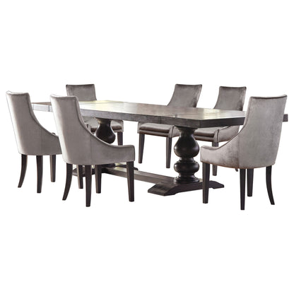 Phelps Rectangular Dining Table Set Distressed Noir