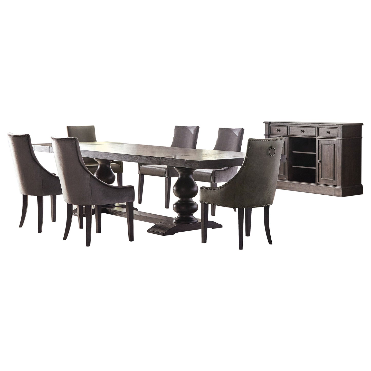 Phelps Rectangular Dining Table Set Distressed Noir