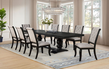 Phelps 9-piece Rectangular Dining Table Set Distressed Noir