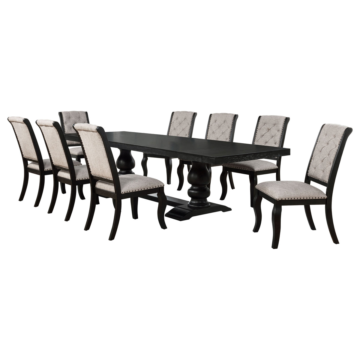 Phelps 9-piece Rectangular Dining Table Set Distressed Noir