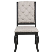 Phelps Upholstered Dining Side Chair Tan Distressed Noir (Set of 2)