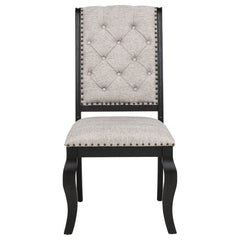 Phelps Upholstered Dining Side Chair Tan Distressed Noir (Set of 2)