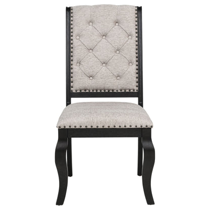 Phelps Upholstered Dining Side Chair Tan Distressed Noir (Set of 2)
