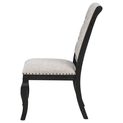 Phelps Upholstered Dining Side Chair Tan Distressed Noir (Set of 2)
