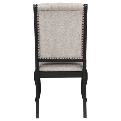Phelps Upholstered Dining Side Chair Tan Distressed Noir (Set of 2)