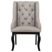 Phelps Upholstered Dining Arm Chair Tan Distressed Noir (Set of 2)