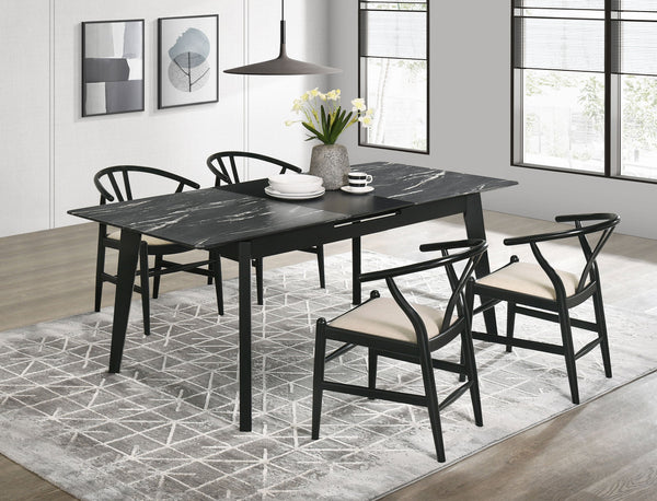 Juego de mesa de comedor extensible Crestmont, color negro