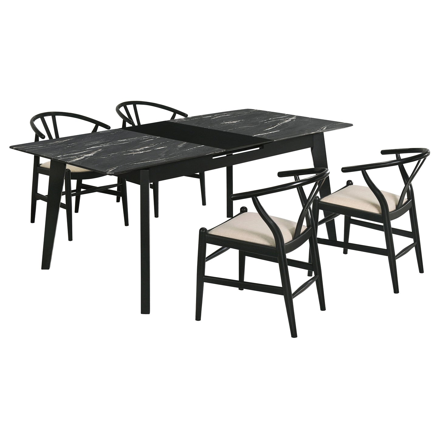 Juego de mesa de comedor extensible Crestmont, color negro