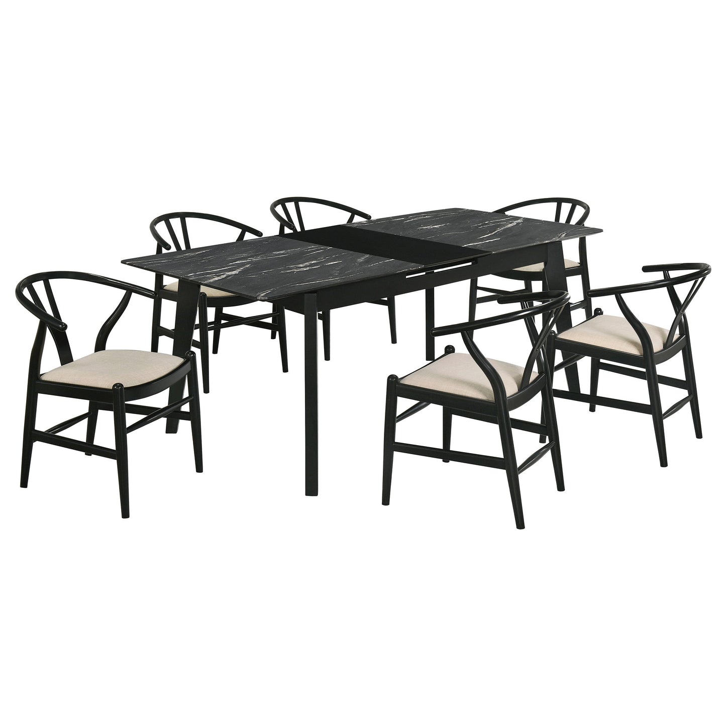 Juego de mesa de comedor extensible Crestmont, color negro