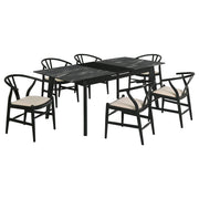 Juego de mesa de comedor extensible Crestmont, color negro