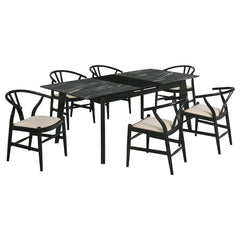 Juego de mesa de comedor extensible Crestmont, color negro