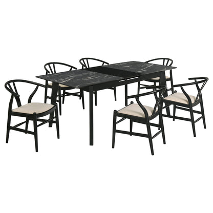 Juego de mesa de comedor extensible Crestmont, color negro