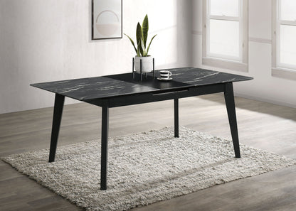 Mesa de comedor extensible Crestmont de 78 pulgadas con imitación de mármol negro