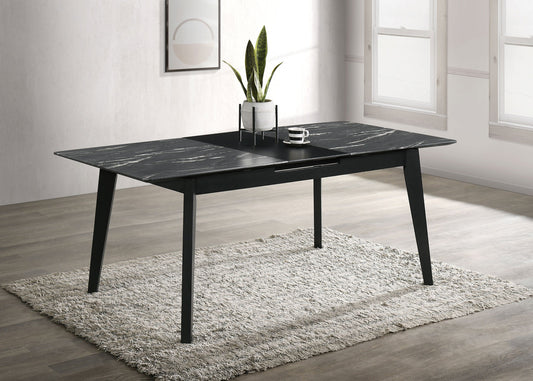 Mesa de comedor extensible Crestmont de 78 pulgadas con imitación de mármol negro