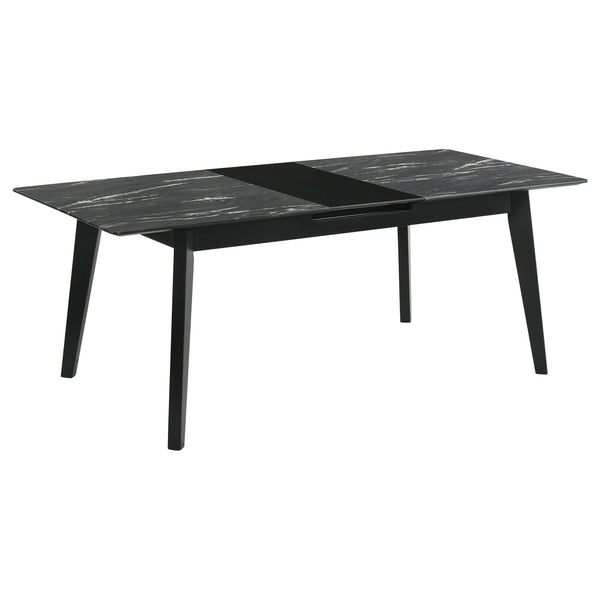 Mesa de comedor extensible Crestmont de 78 pulgadas con imitación de mármol negro