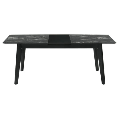 Mesa de comedor extensible Crestmont de 78 pulgadas con imitación de mármol negro