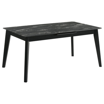 Mesa de comedor extensible Crestmont de 78 pulgadas con imitación de mármol negro