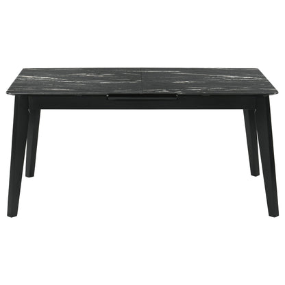 Mesa de comedor extensible Crestmont de 78 pulgadas con imitación de mármol negro