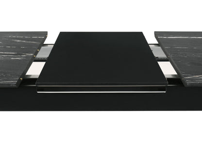 Mesa de comedor extensible Crestmont de 78 pulgadas con imitación de mármol negro