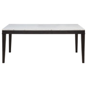 Averill 7-piece White Marble Top Dining Set Dark Grey and Coffee Bean