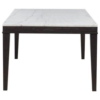 Averill 7-piece White Marble Top Dining Set Dark Grey and Coffee Bean