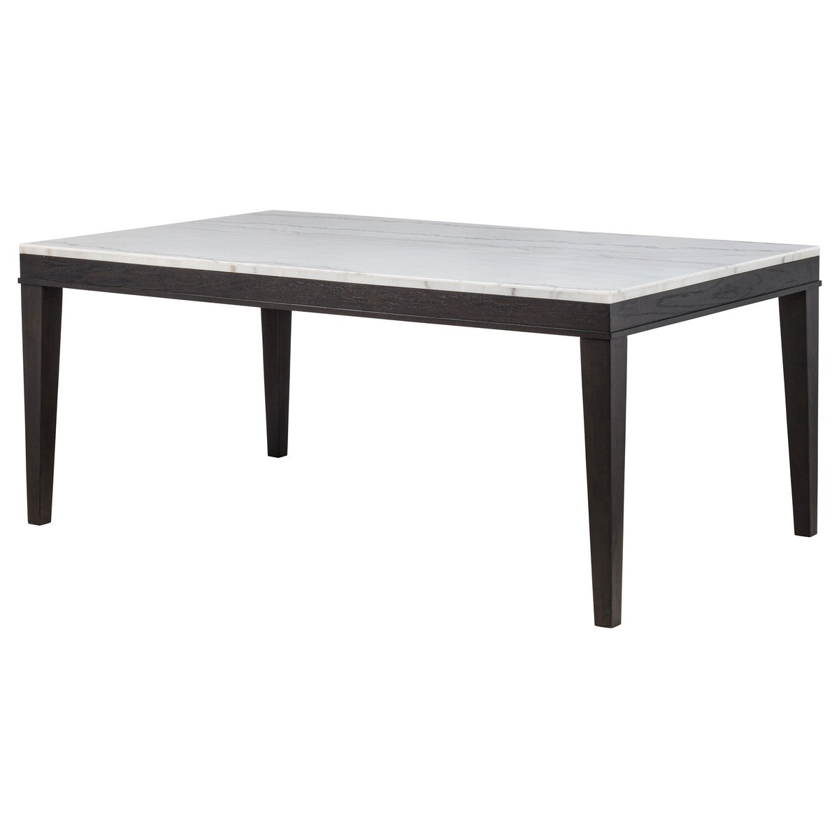 Averill 72-inch Rectangular White Marble Top Dining Table Coffee Bean