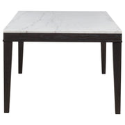 Averill 72-inch Rectangular White Marble Top Dining Table Coffee Bean
