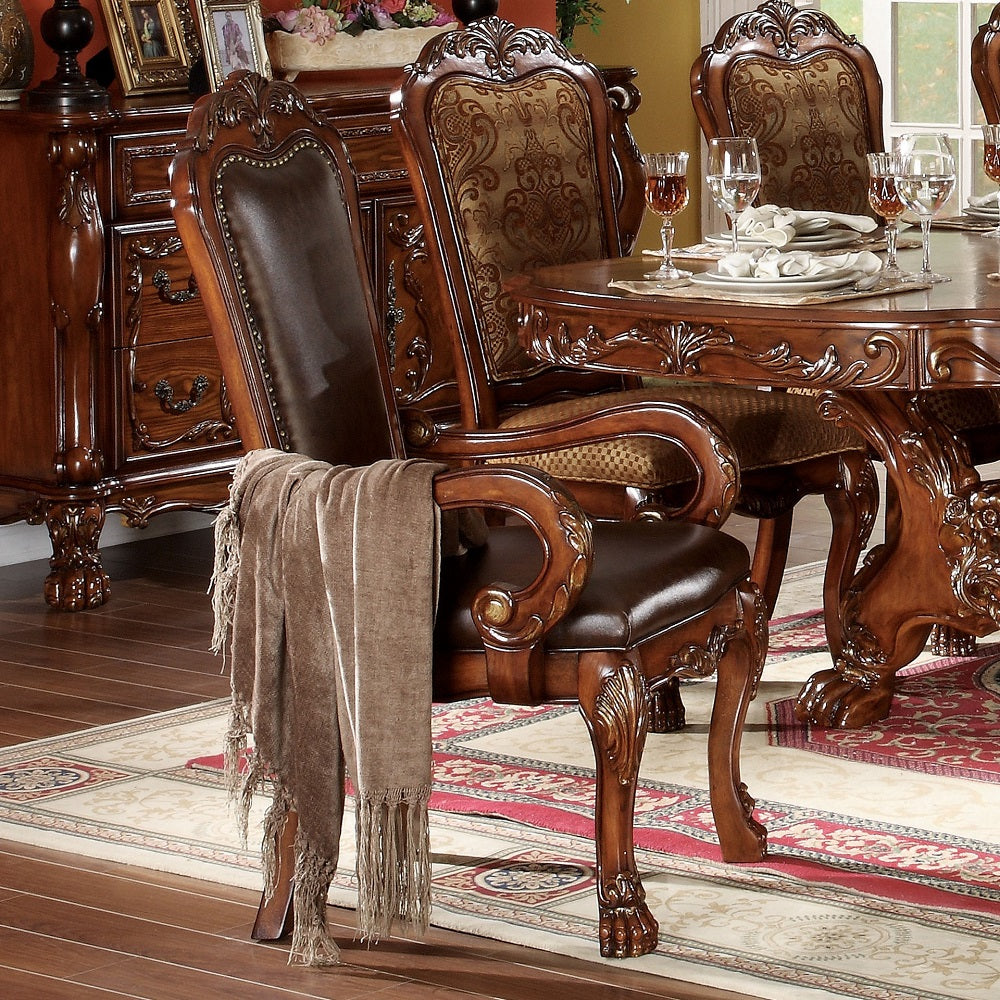 Sillón Dresden de 117 cm de alto con brazos tapizados en marrón bicolor (juego de 2)