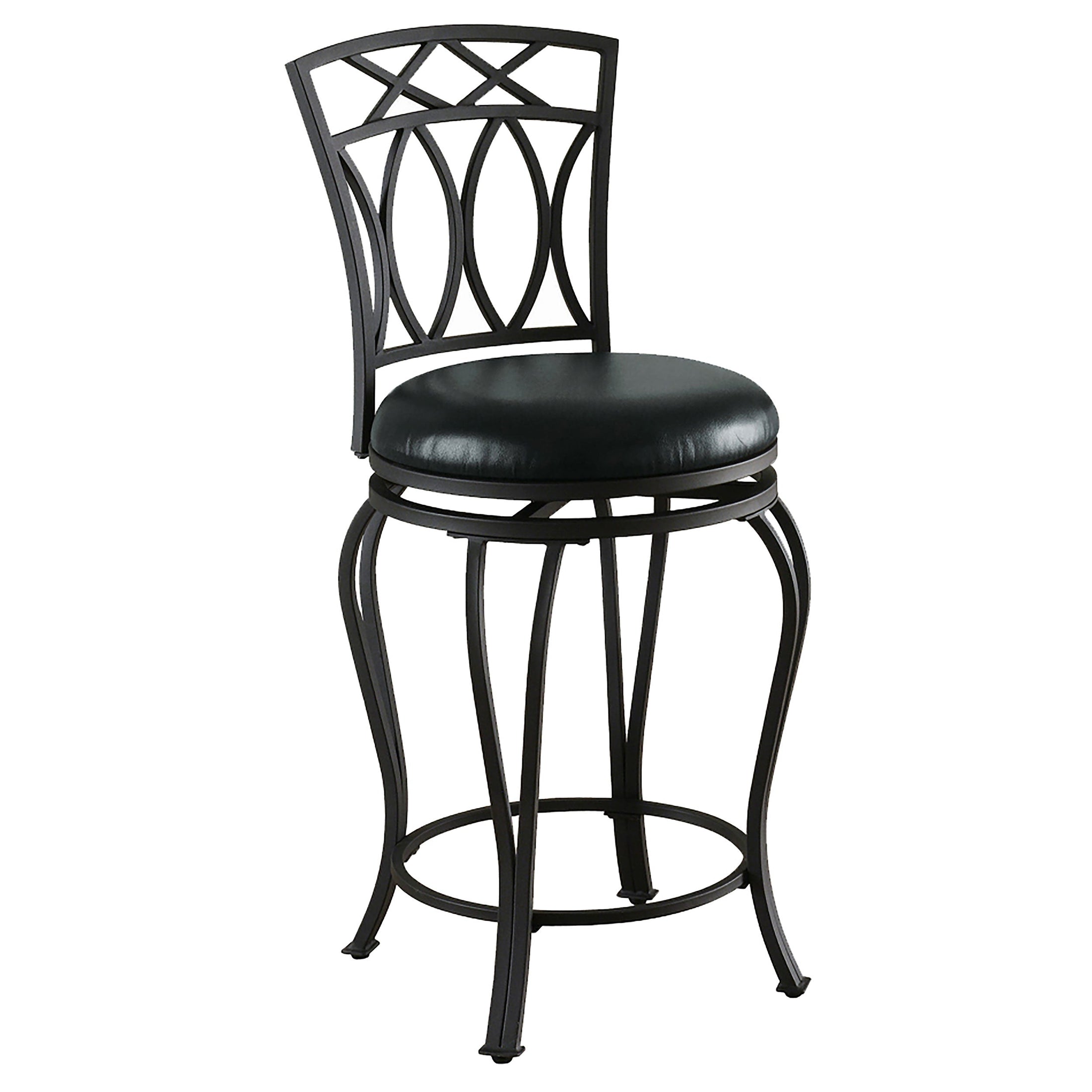Taburete de bar giratorio tapizado Adamsville negro