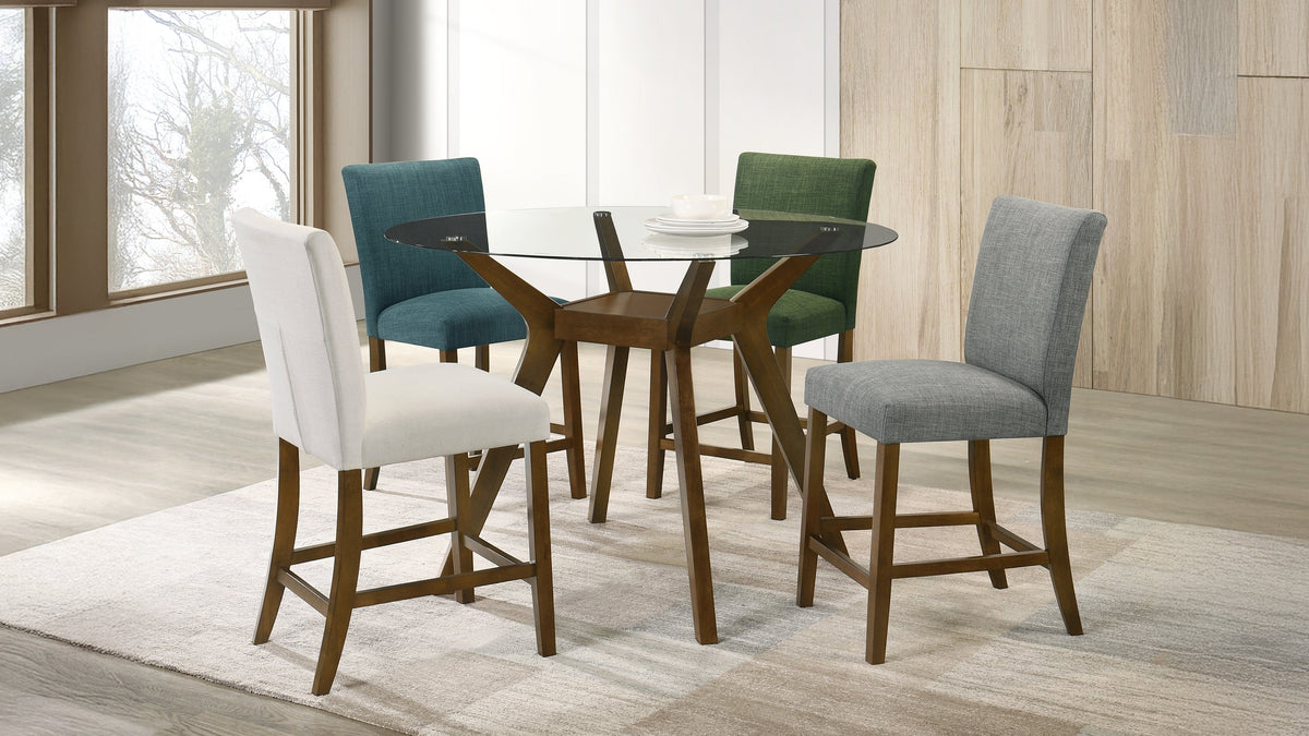 Paxton 5-piece Round Glass Top Counter Height Dining Set Beige