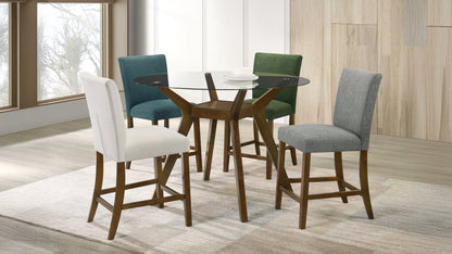 Paxton 5-piece Round Glass Top Counter Height Dining Set Beige