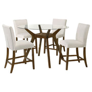 Paxton 5-piece Round Glass Top Counter Height Dining Set Beige