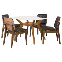 Juego de mesa de comedor Paxton con tapa redonda de vidrio color nuez moscada