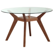 Juego de mesa de comedor Paxton con tapa redonda de vidrio color nuez moscada