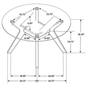 Juego de mesa de comedor Paxton con tapa redonda de vidrio color nuez moscada