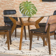 Paxton Round 48-inch Glass Top Wood Dining Table Nutmeg