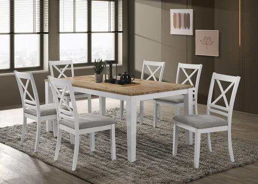 Juego de mesa de comedor rectangular Hollis marrón y blanco