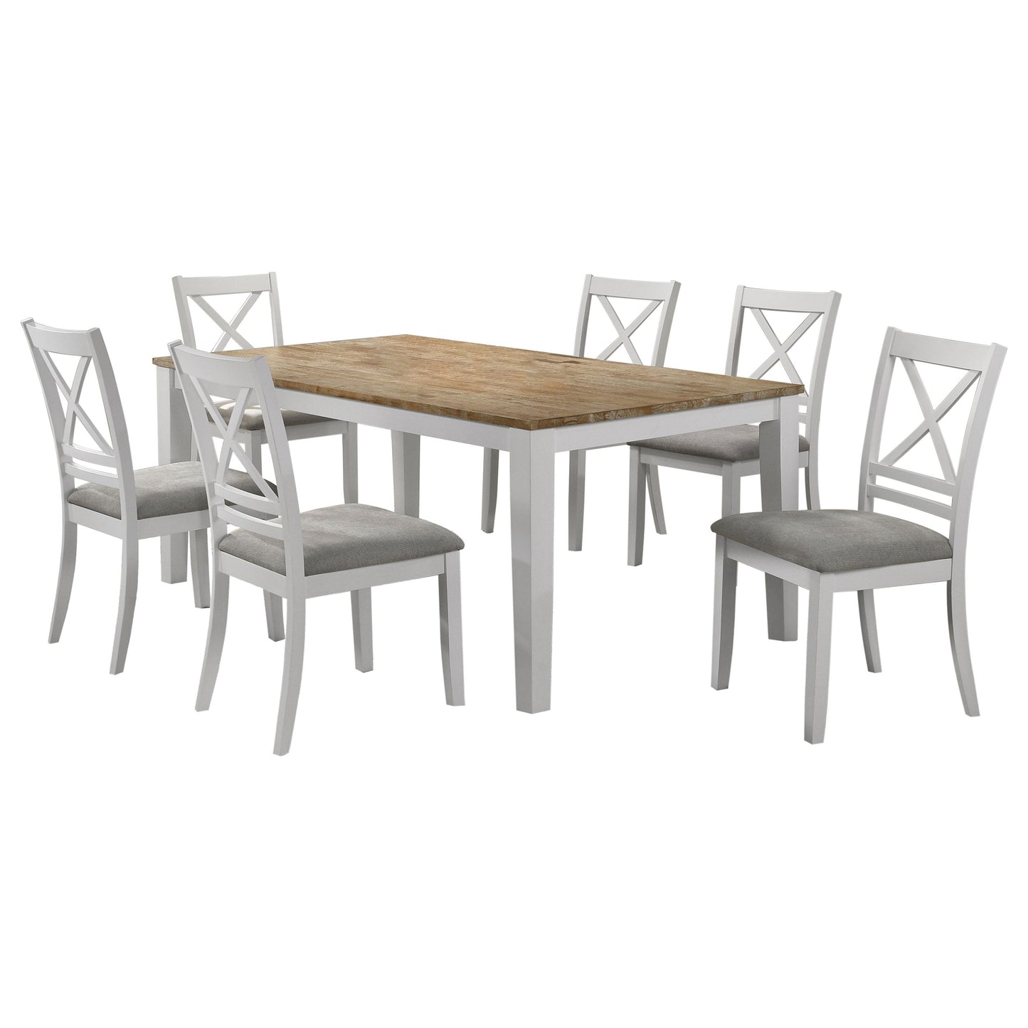 Hollis Rectangular Dining Table Set Brown and White