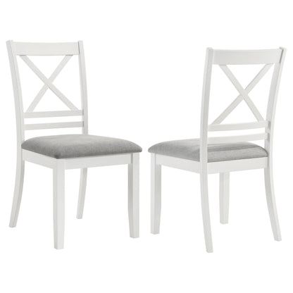 Silla de comedor Hollis de madera con respaldo cruzado, color blanco (juego de 2)
