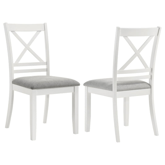 Silla de comedor Hollis de madera con respaldo cruzado, color blanco (juego de 2)