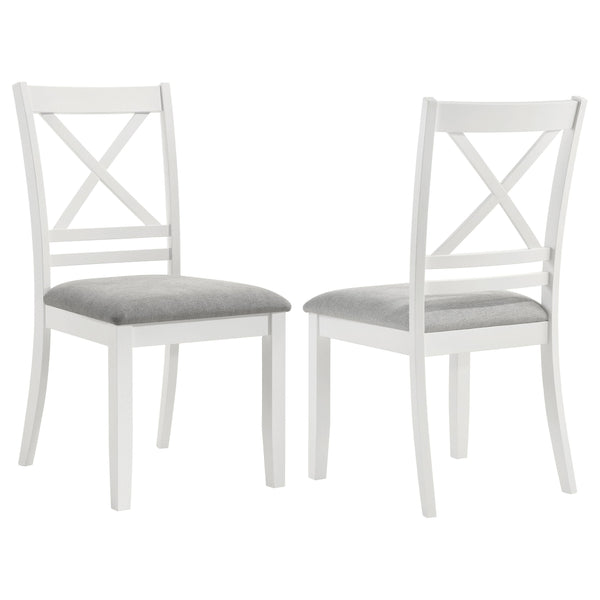 Silla de comedor Hollis de madera con respaldo cruzado, color blanco (juego de 2)
