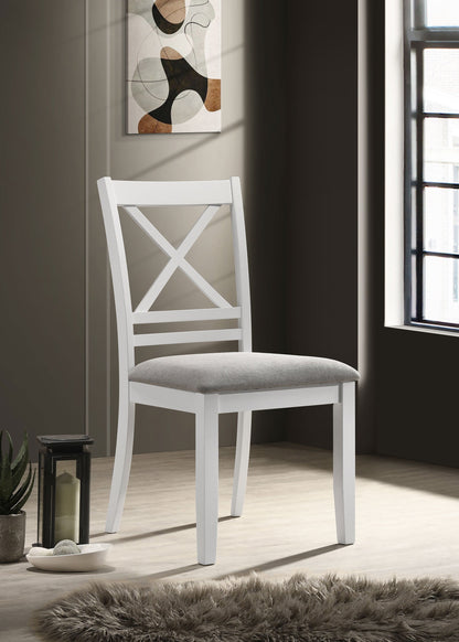 Silla de comedor Hollis de madera con respaldo cruzado, color blanco (juego de 2)